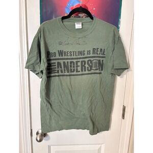TNA Wrestling Mr. Anderson Signed Autographed Olive Green Graphic T-Shirt